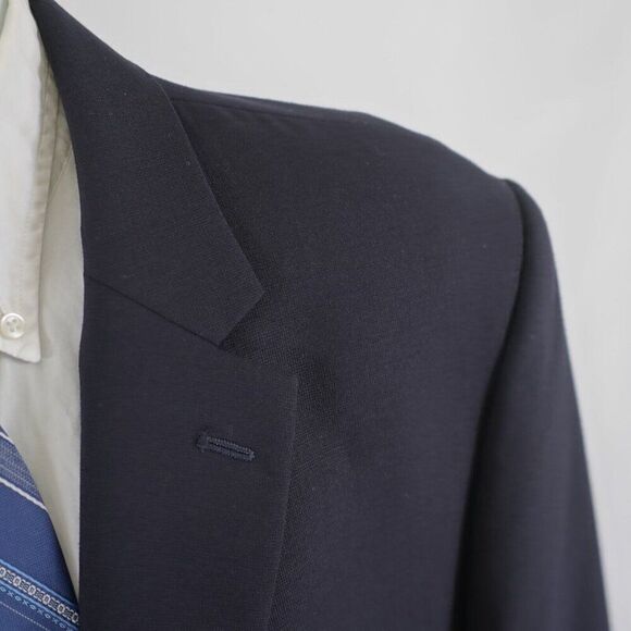 Pronto Uomo Blue Wool Basketweave 2 Button‎ Suit Jacket 46R Or Slim 48R - Picture 2 of 12